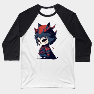 Samurai Cat, Anime Design Baseball T-Shirt